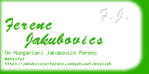 ferenc jakubovics business card